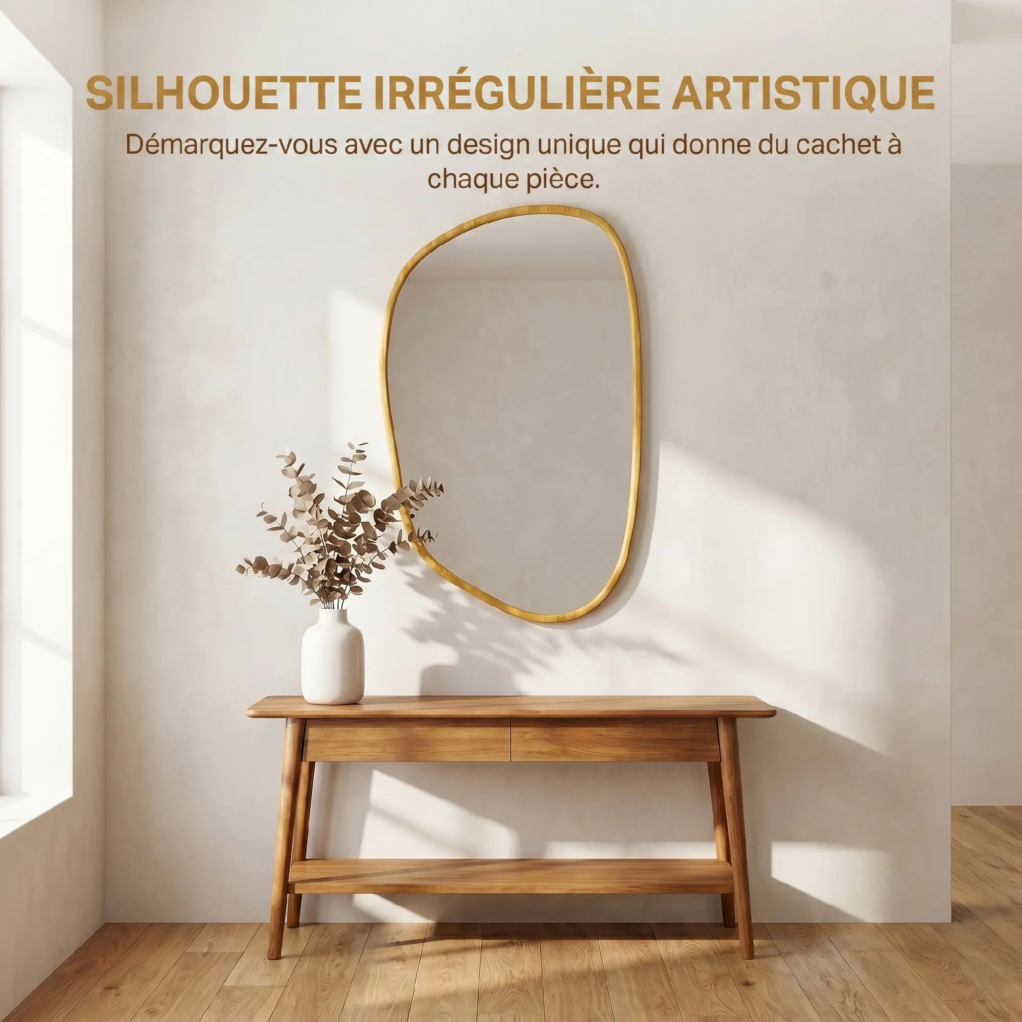 Miroir mural organique asymétrique