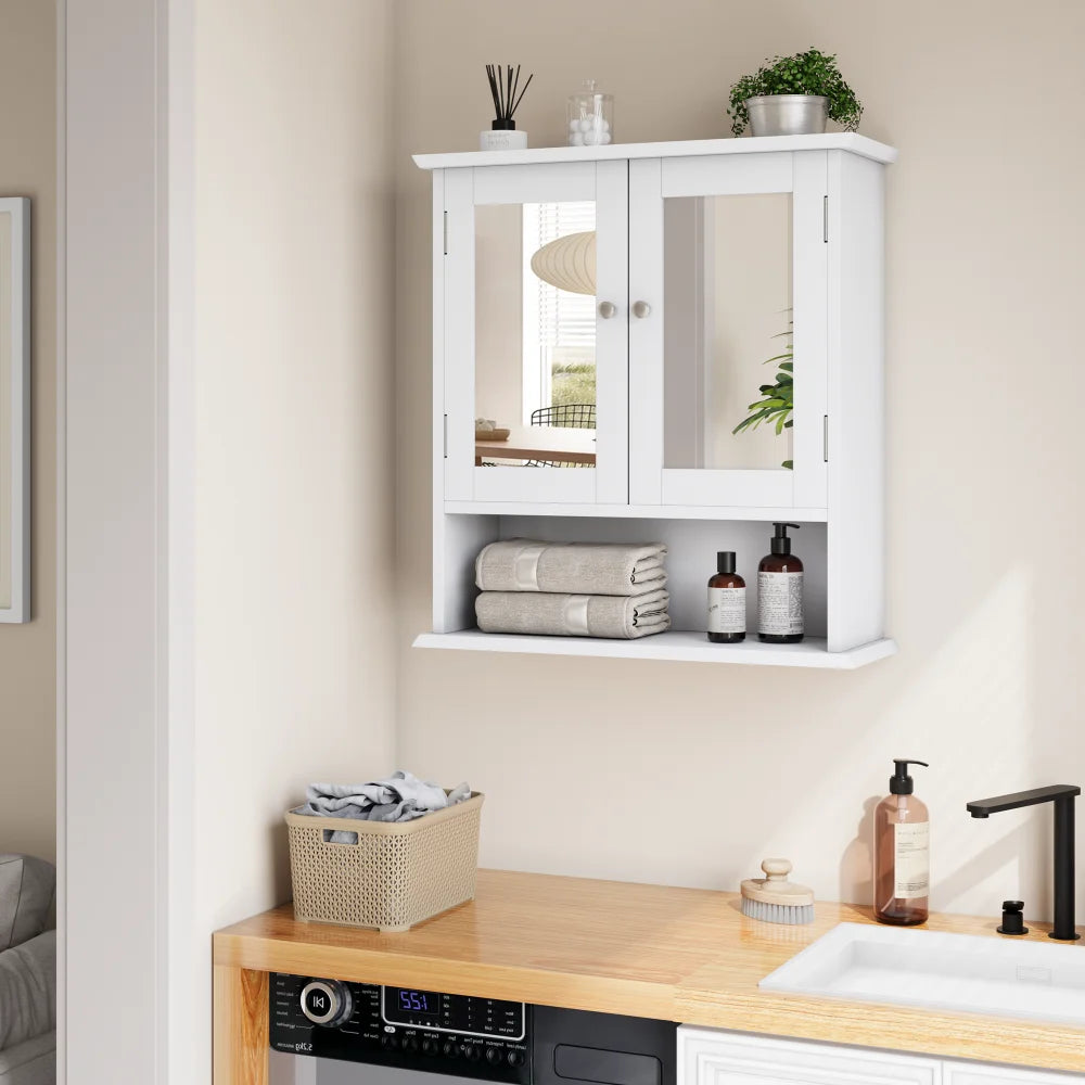 Armoire de toilette blanche étagère ajustable
