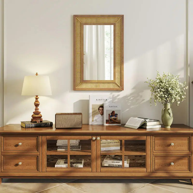 Miroir rotin bohème tressé