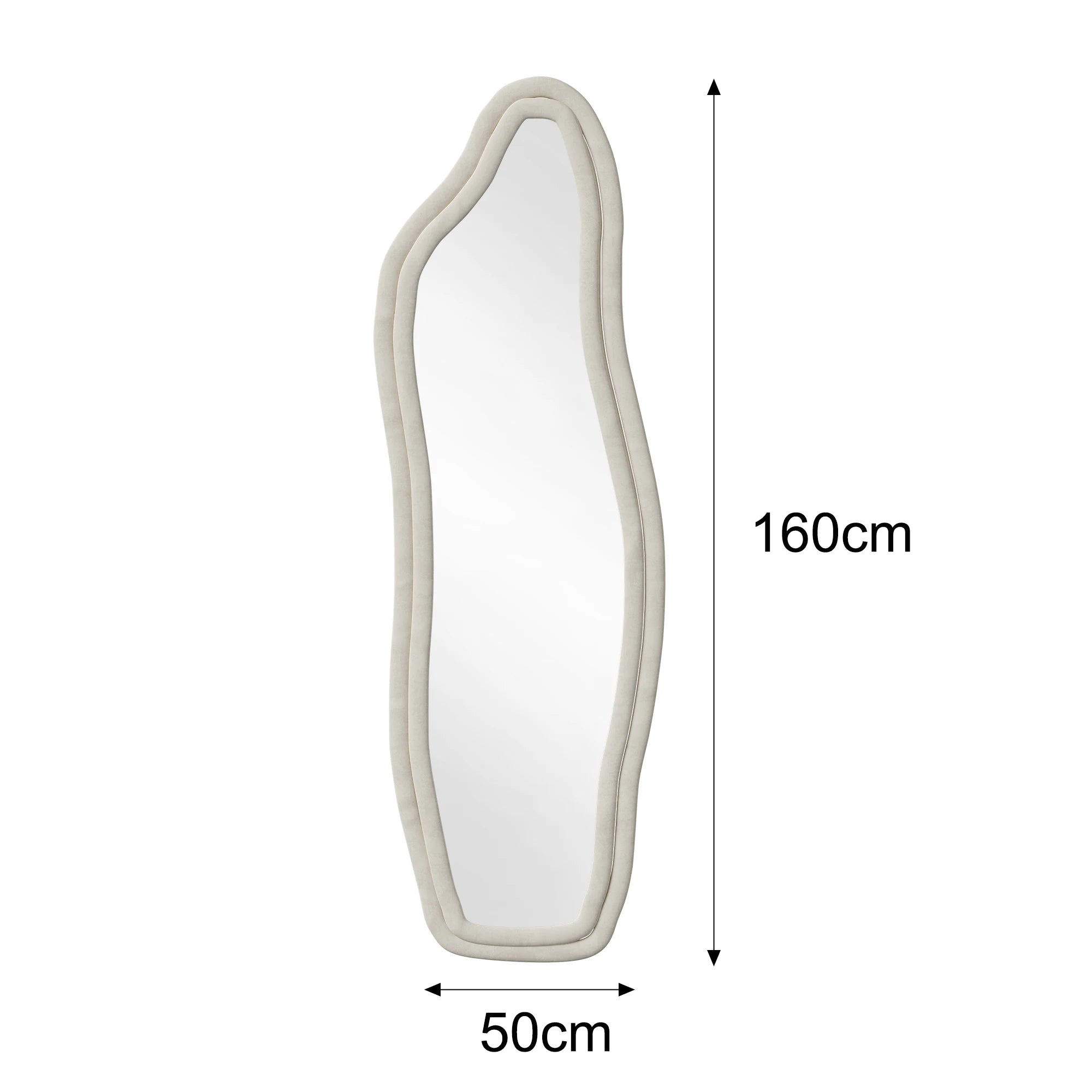Miroir sur pied ondulé asymétrique flanelle