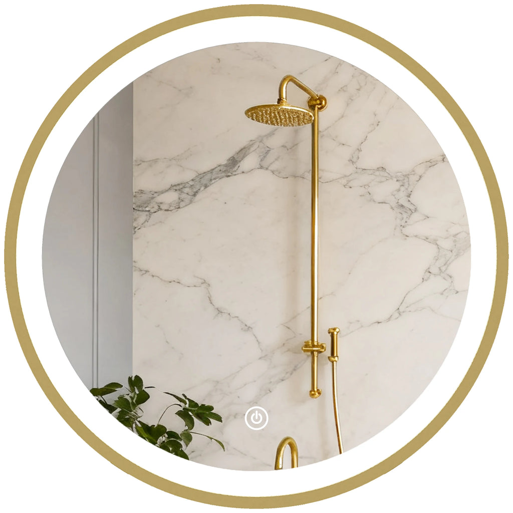 Miroir rond LED doré variateur