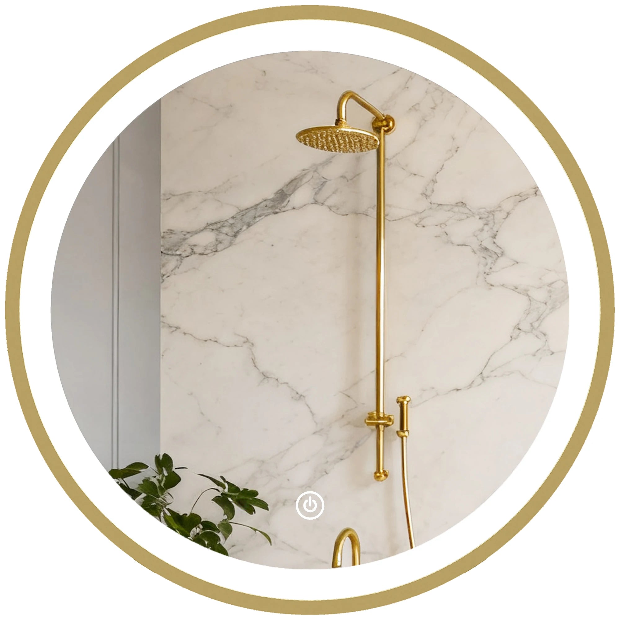 Miroir rond LED doré variateur