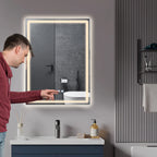 Miroir LED étanche affichage heure et température