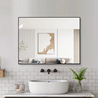 Miroir mural rectangulaire cadre aluminium noir 60x80 cm