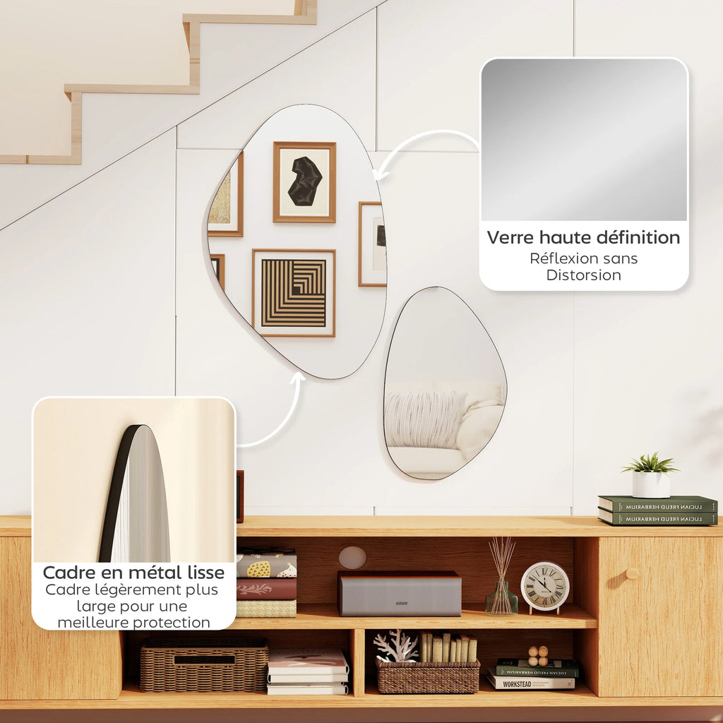 Lot de 2 miroirs irréguliers HOMCOM