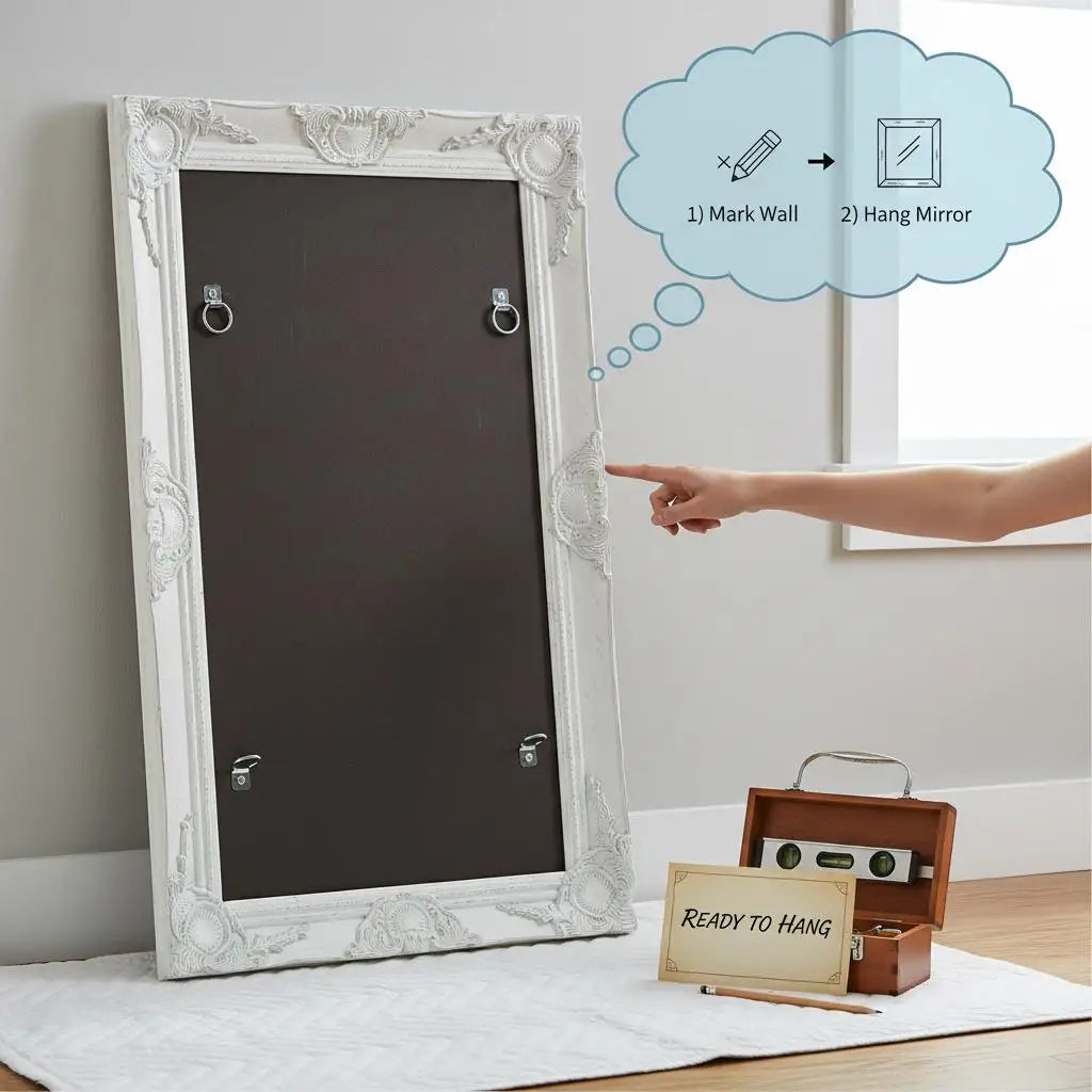 Miroir mural baroque blanc vertical