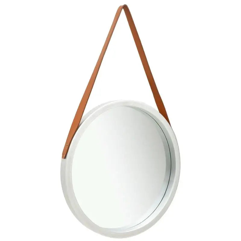 Miroir rond sangle cuir vintage
