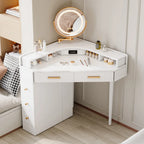 Coiffeuse d'angle blanche miroir LED