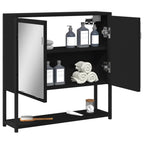 Armoire de toilette noire bois grand rangement