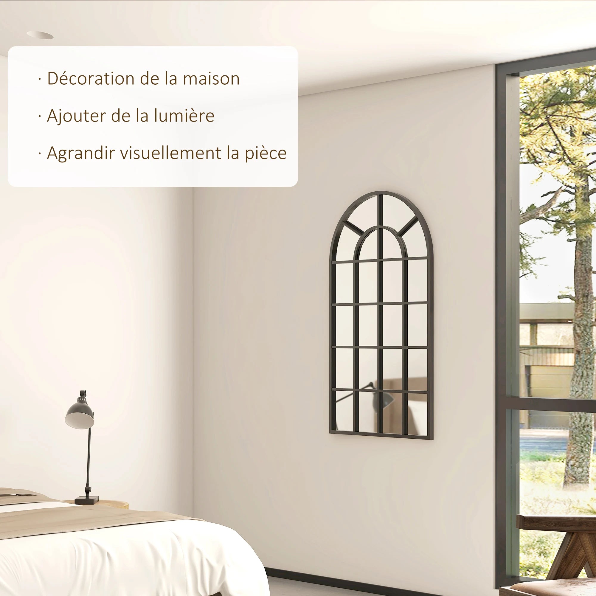 Miroir arche industriel noir HOMCOM