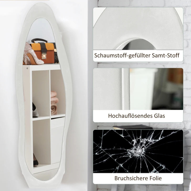 Miroir pleine longueur ondulé velours blanc