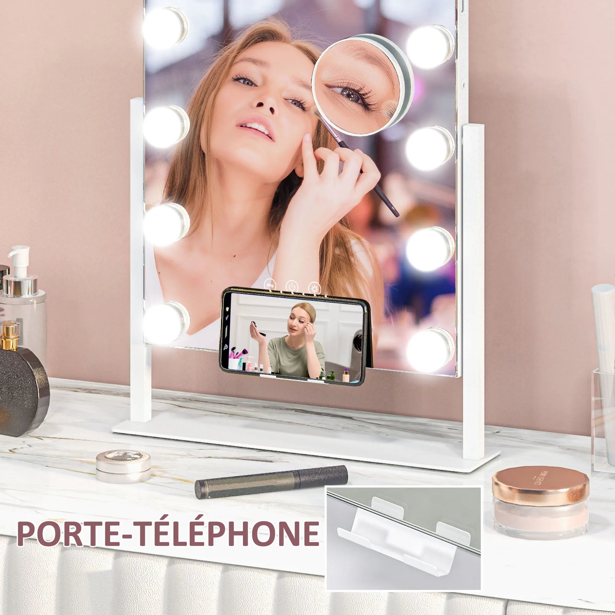 Miroir Hollywood LED grossissant x10