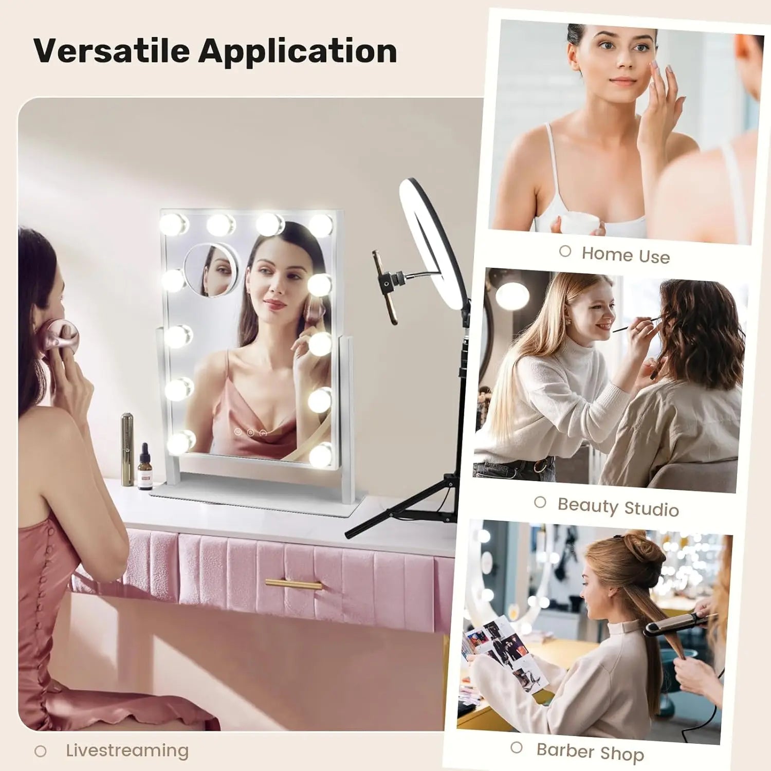 Miroir Hollywood maquillage 12 ampoules LED