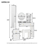 Coiffeuse blanche 4-en-1 miroir LED
