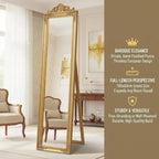 Miroir sur pied baroque doré