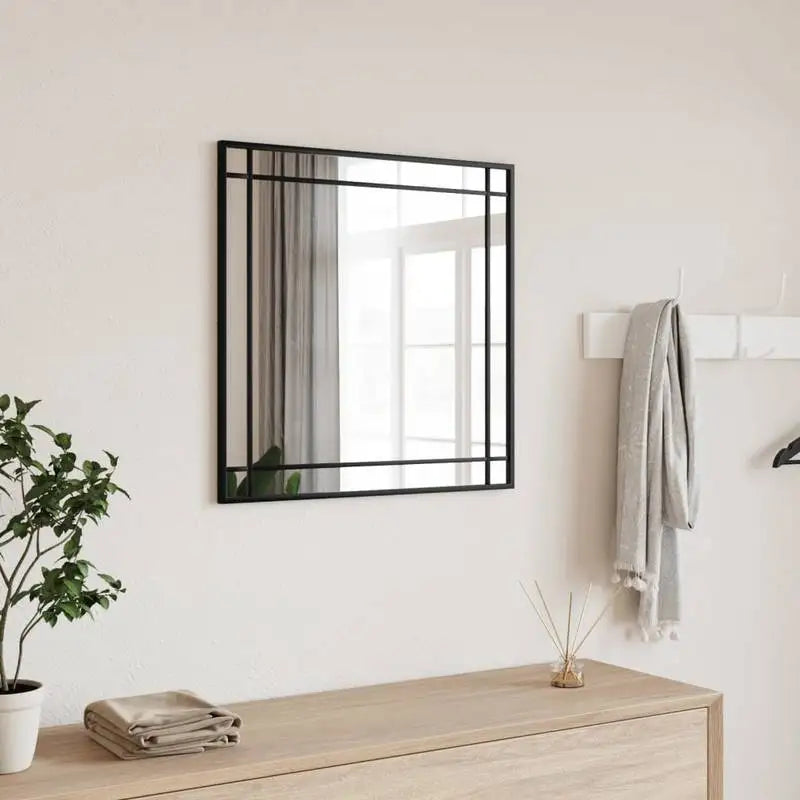 Miroir mural carré noir cadre fer