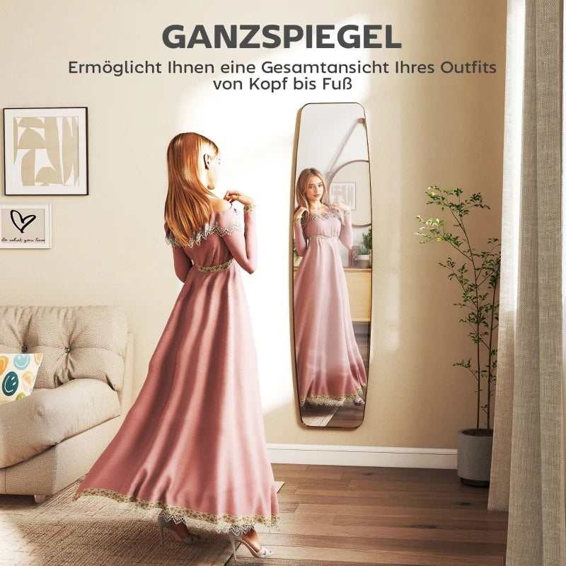 Miroir style fenêtre doré ovale allongé
