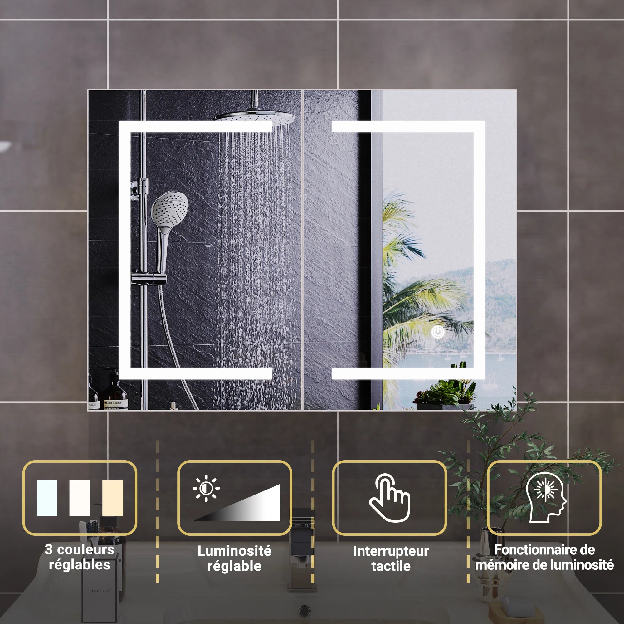 Armoire de toilette LED ajustable blanche