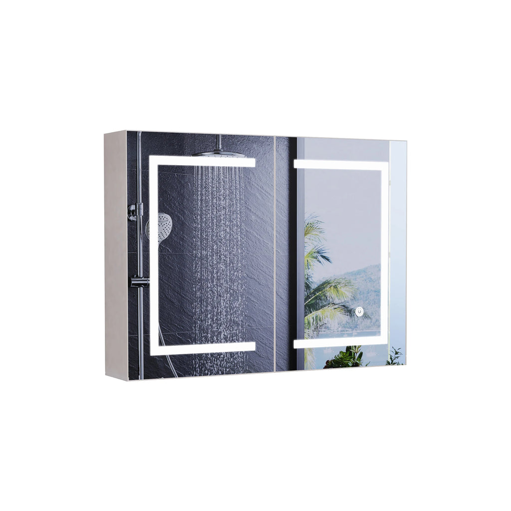 Armoire de toilette LED ajustable blanche