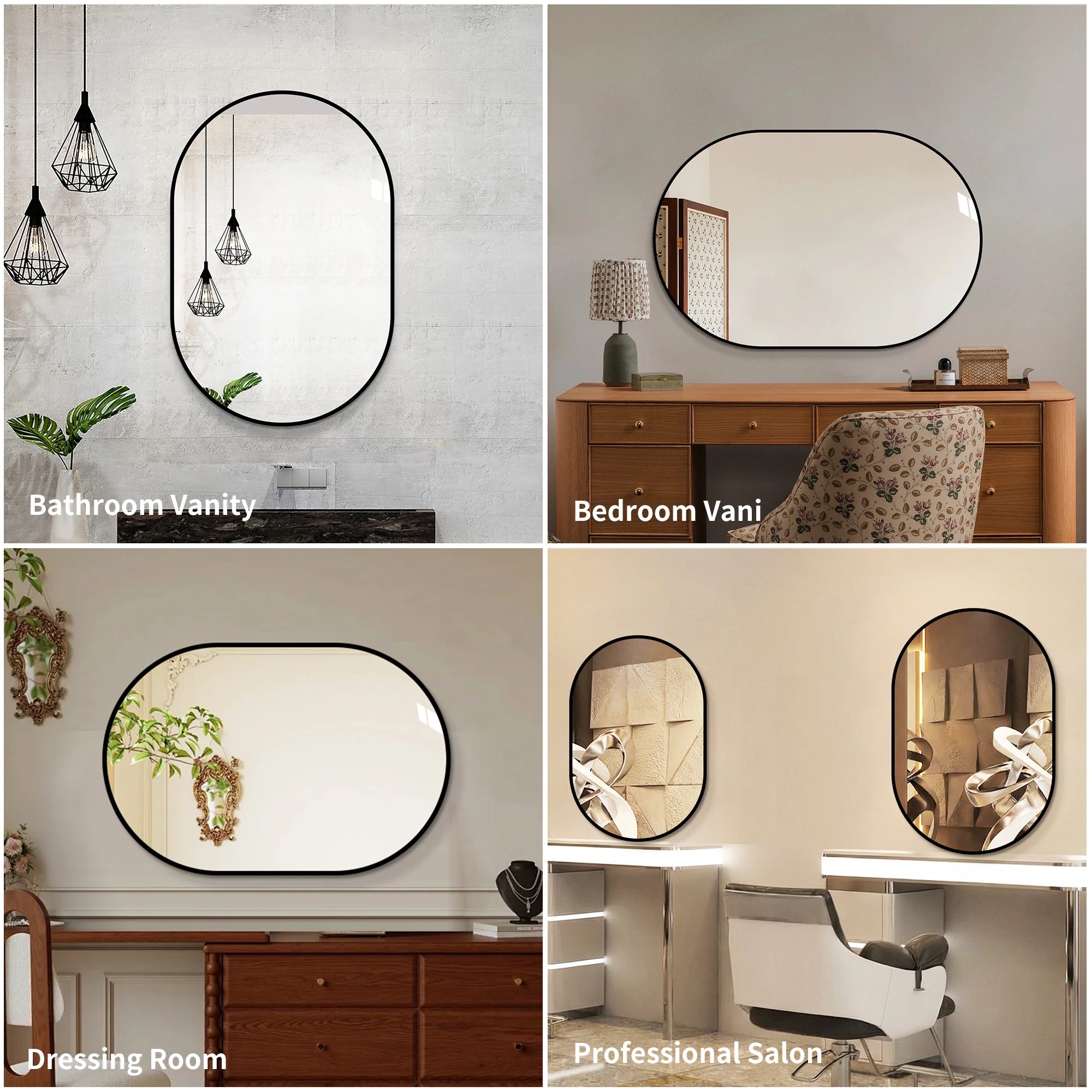 Miroir arche noir aluminium HD