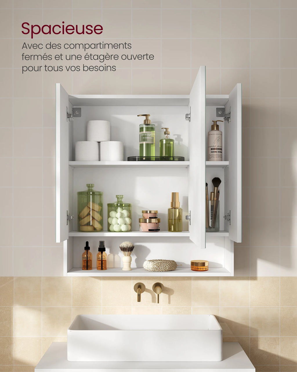 Armoire de toilette miroir VASAGLE