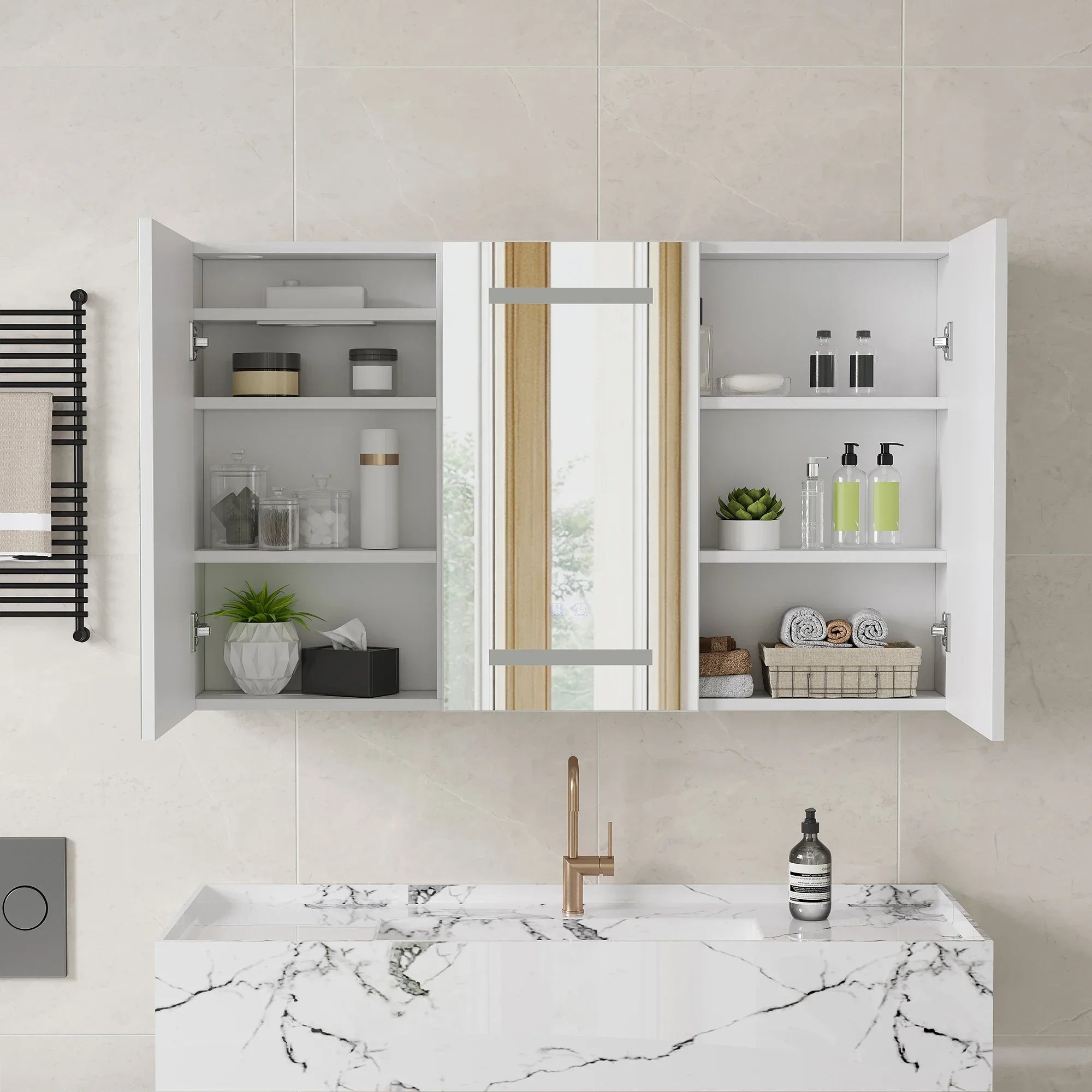 Armoire de toilette LED anti-buée blanche