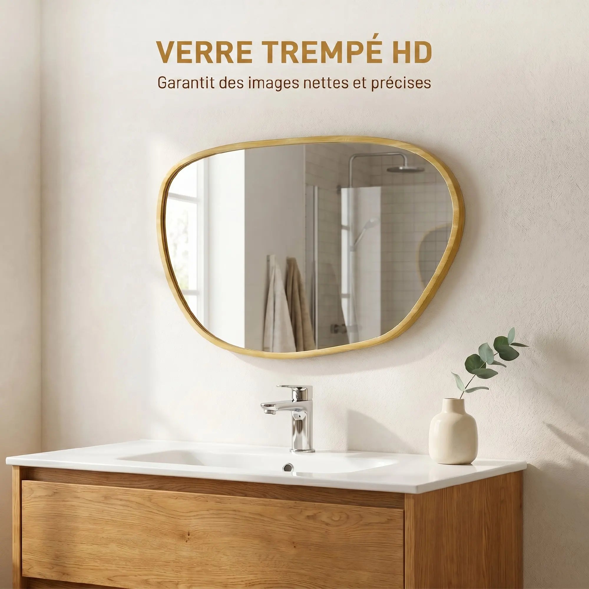 Miroir mural organique asymétrique
