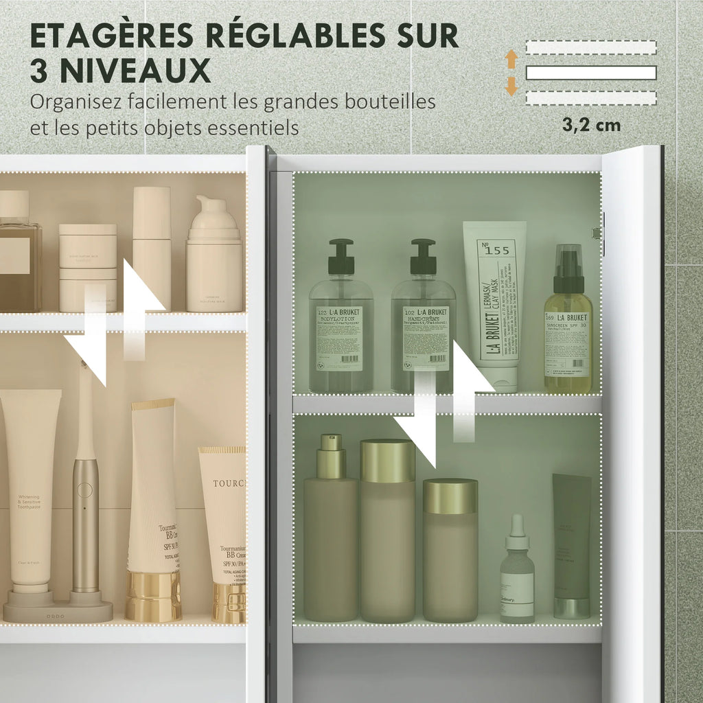 Armoire de toilette miroir 3 portes HOMCOM