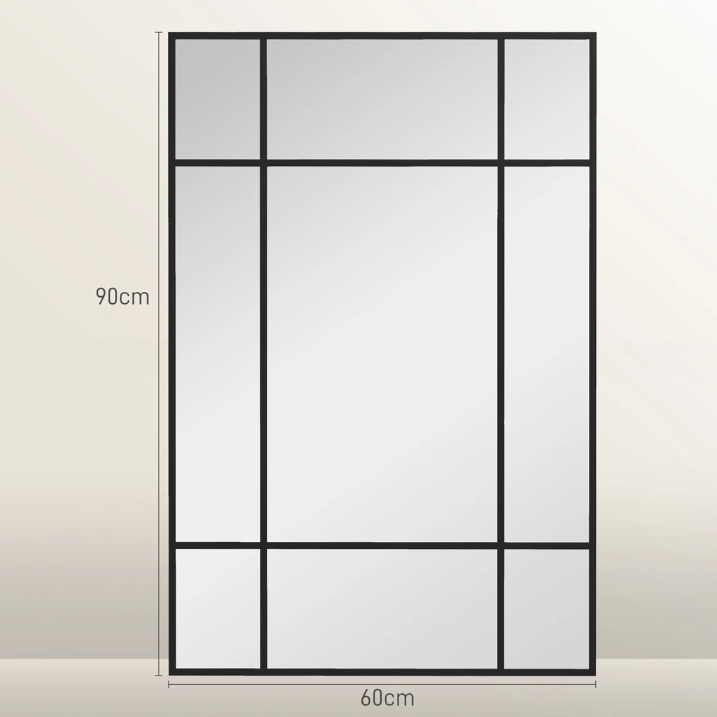 Miroir style fenêtre noir HOMCOM