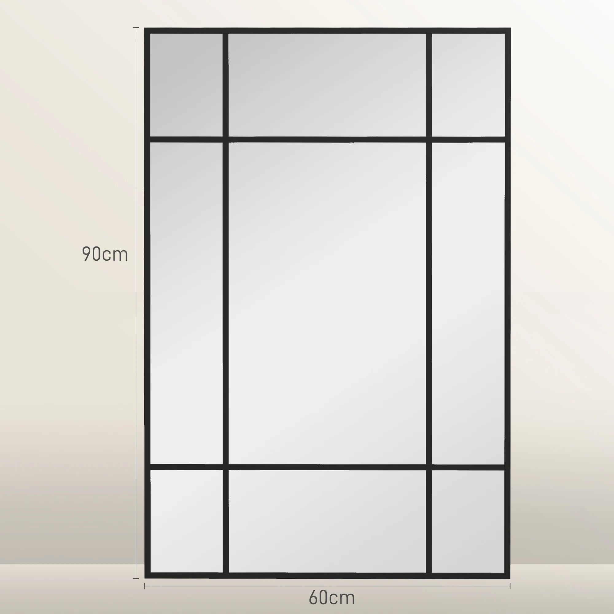 Miroir style fenêtre noir HOMCOM
