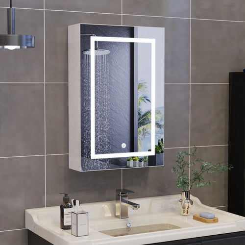 Armoire de Toilette LED Ajustable Simple ou Double Porte Blanche