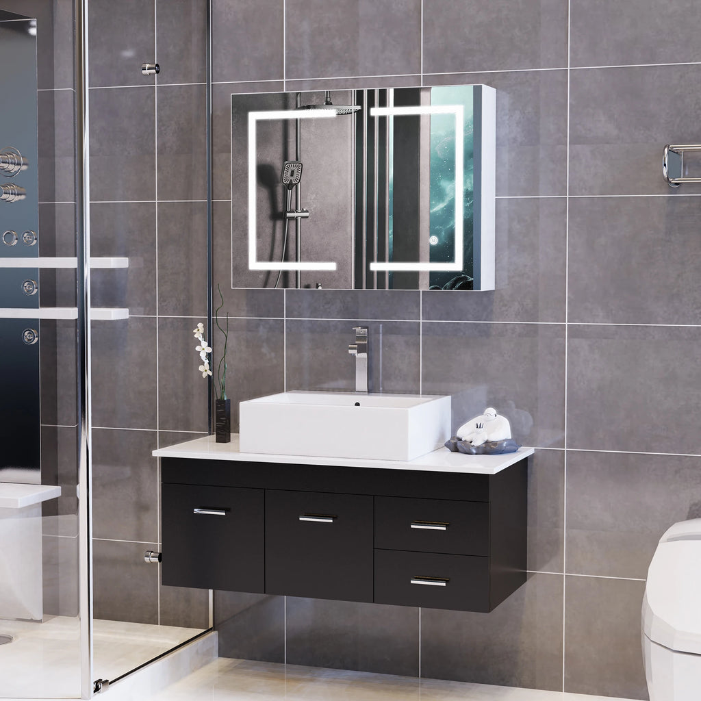 Armoire de toilette LED ajustable blanche