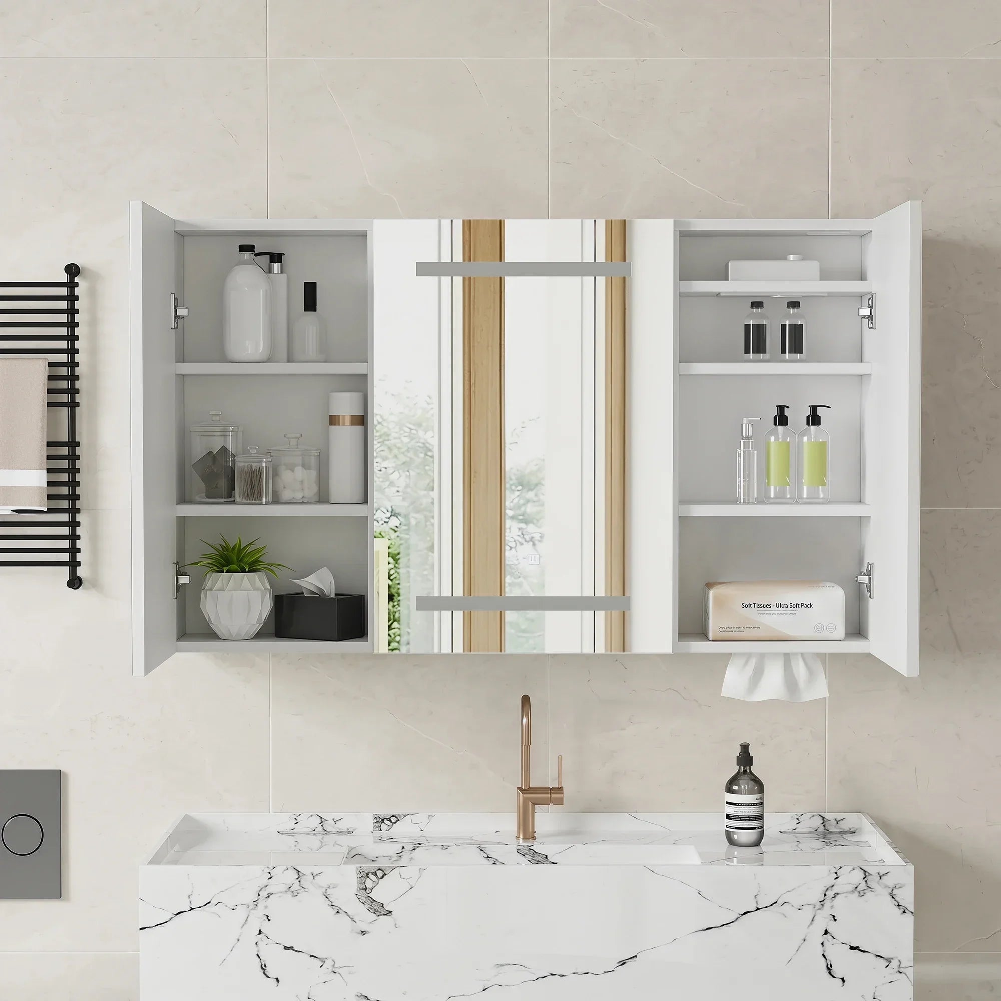 Armoire de toilette LED anti-buée blanche