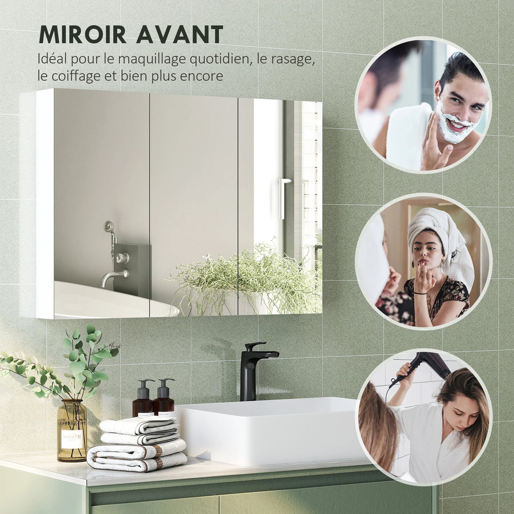Armoire de toilette miroir 3 portes HOMCOM