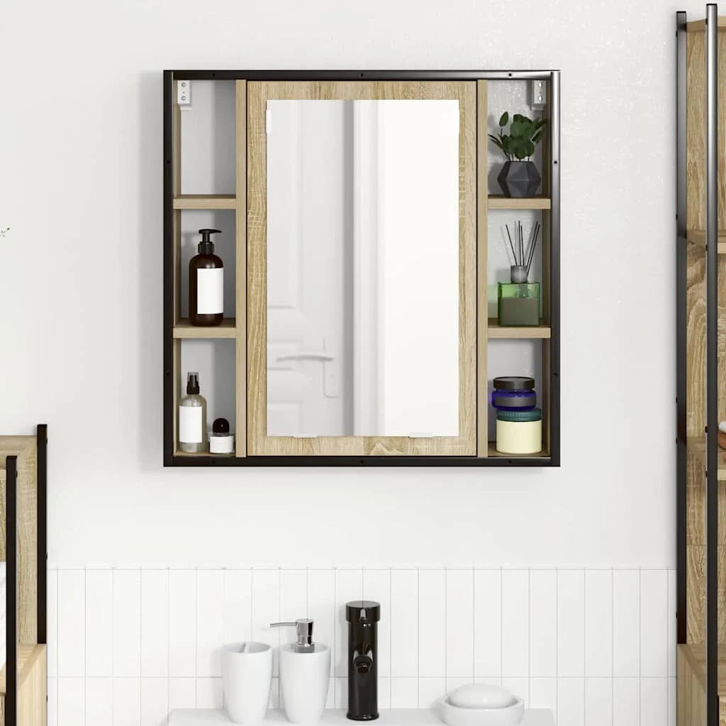 Armoire de toilette beige grand rangement