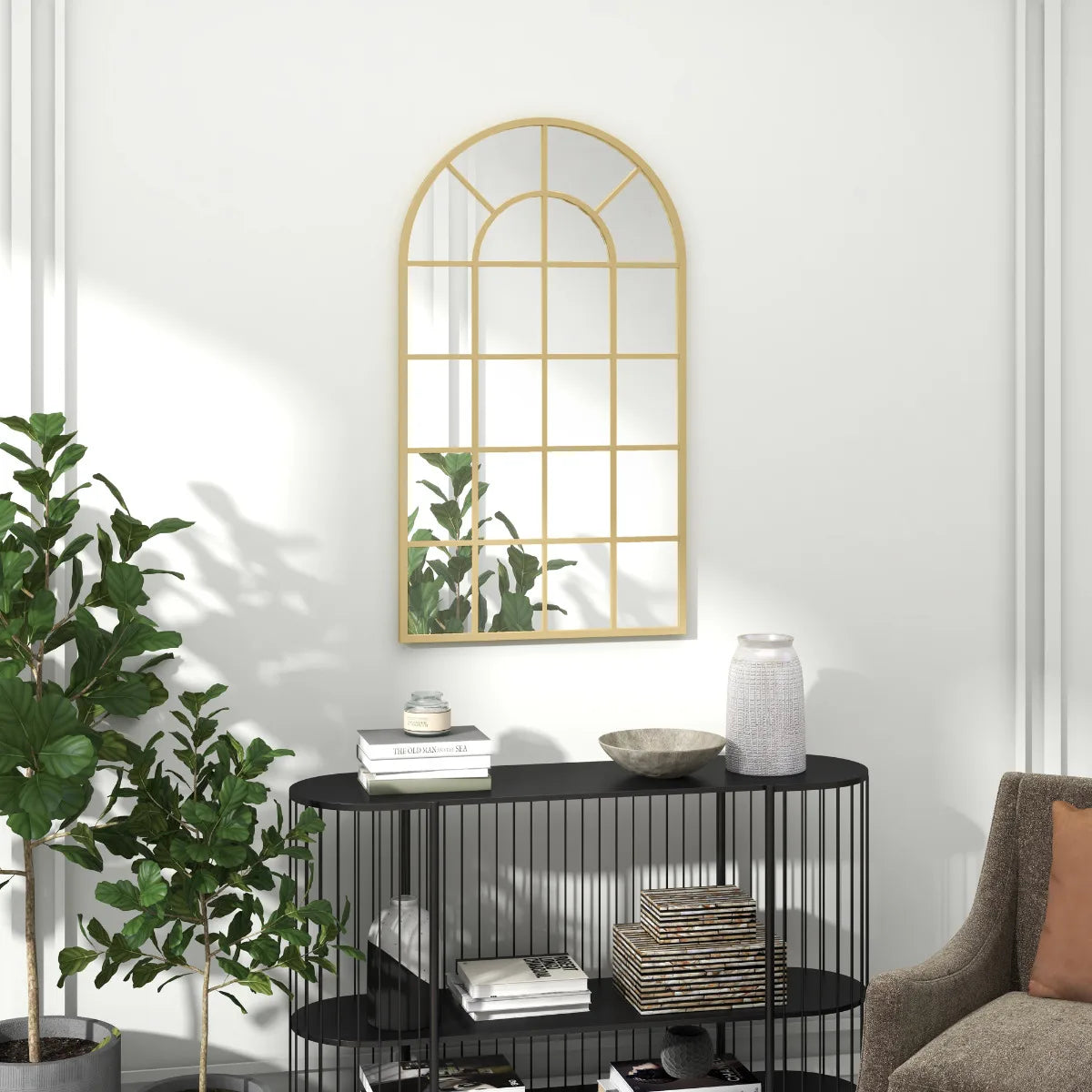 Miroir décoratif doré grand format