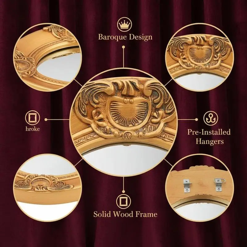 Miroir baroque vintage rond biseauté