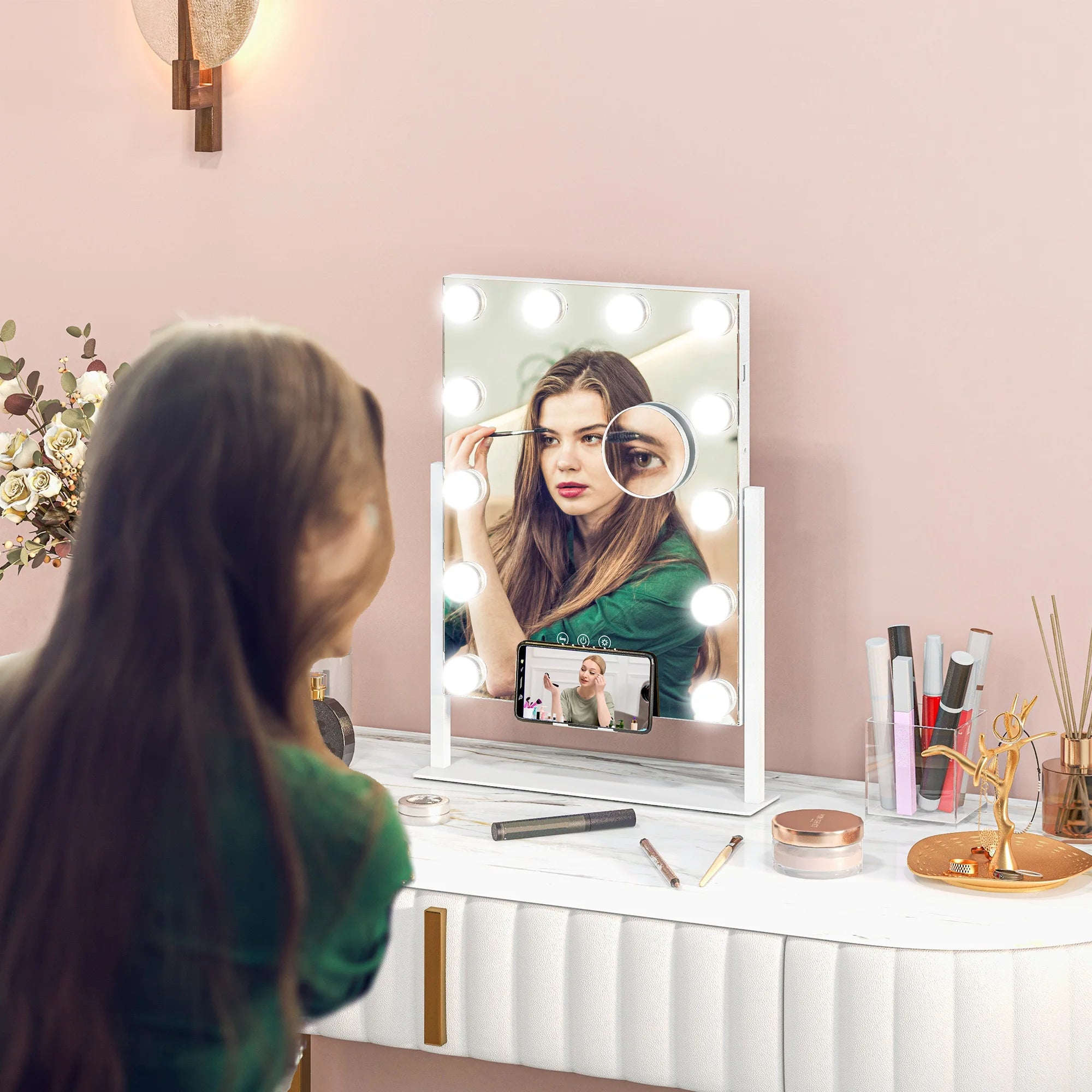 Miroir Hollywood LED grossissant x10