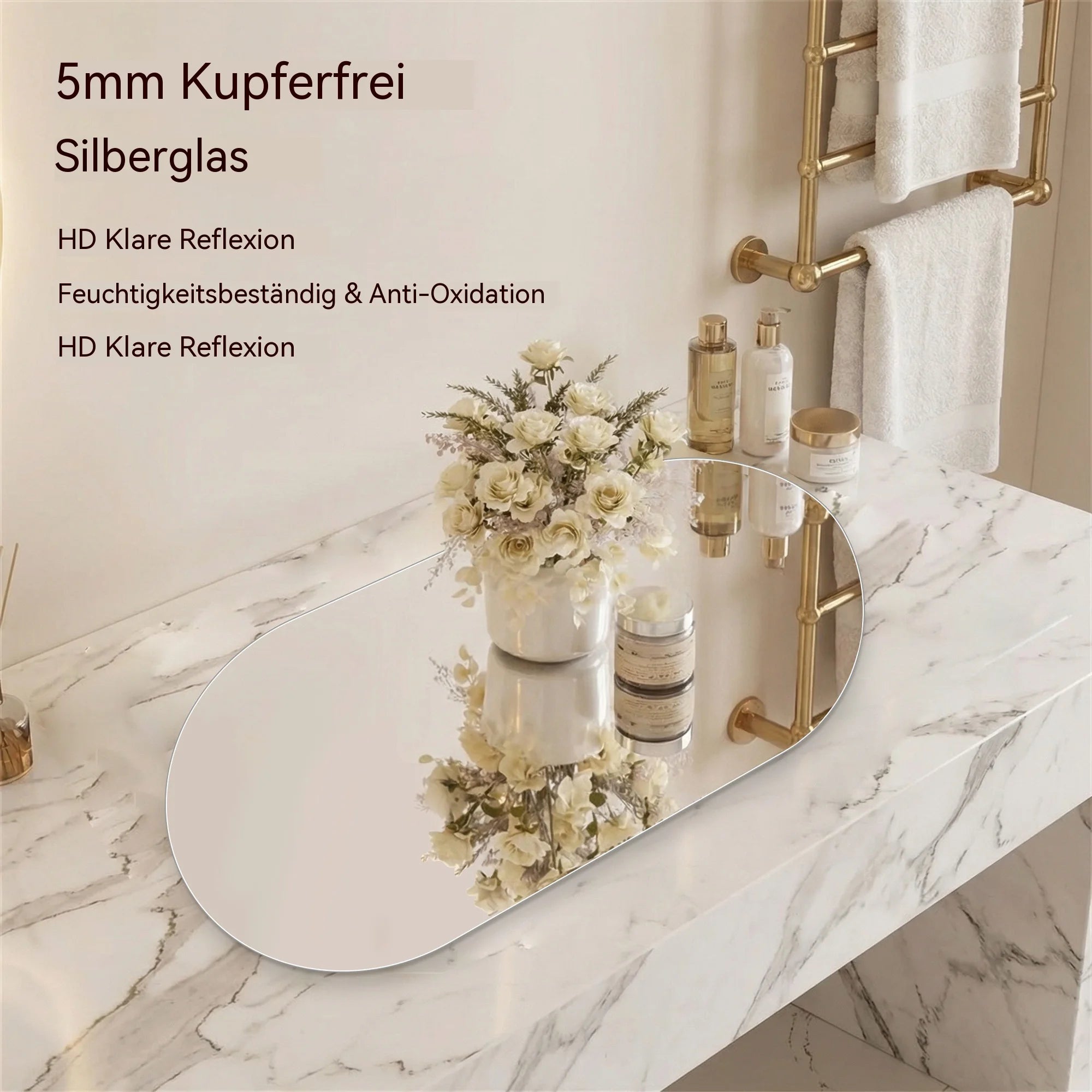 Miroir intelligent ovale sans cadre