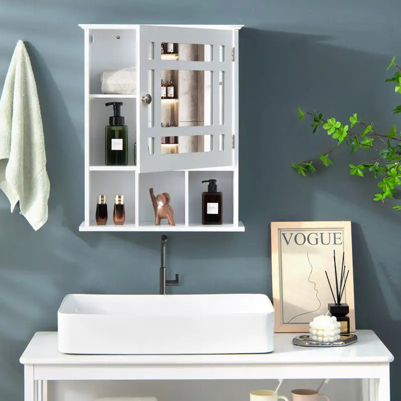 Armoire de toilette miroir murale blanche