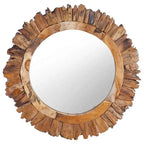 Miroir rond teck cadre pétales