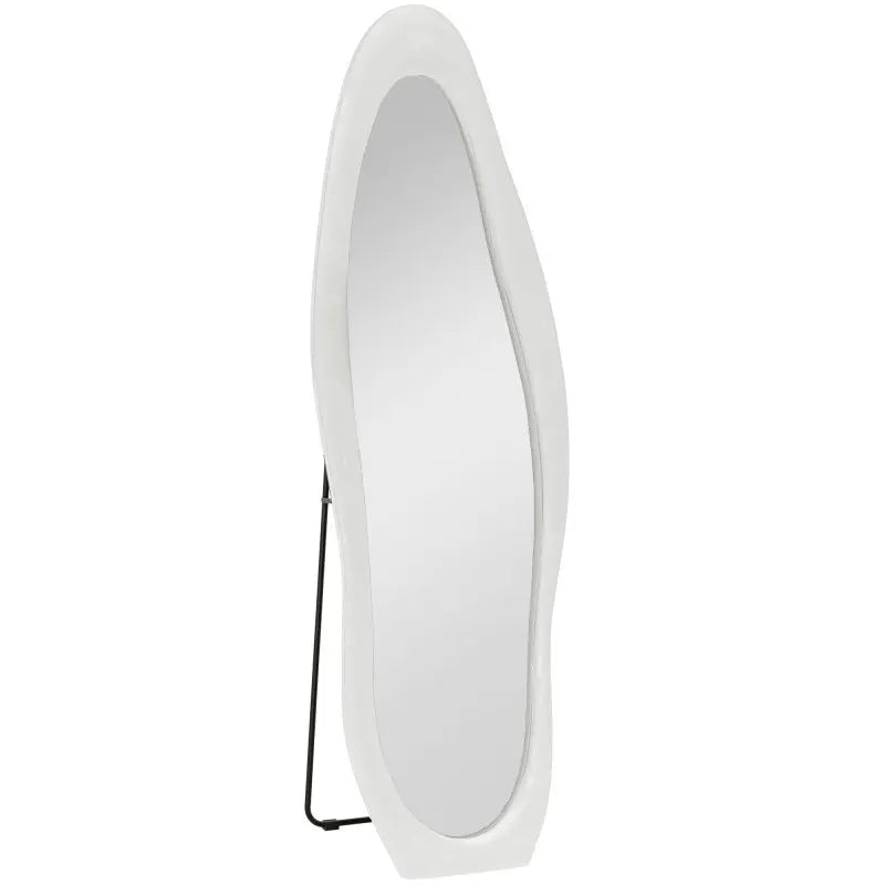 Miroir pleine longueur ondulé velours blanc