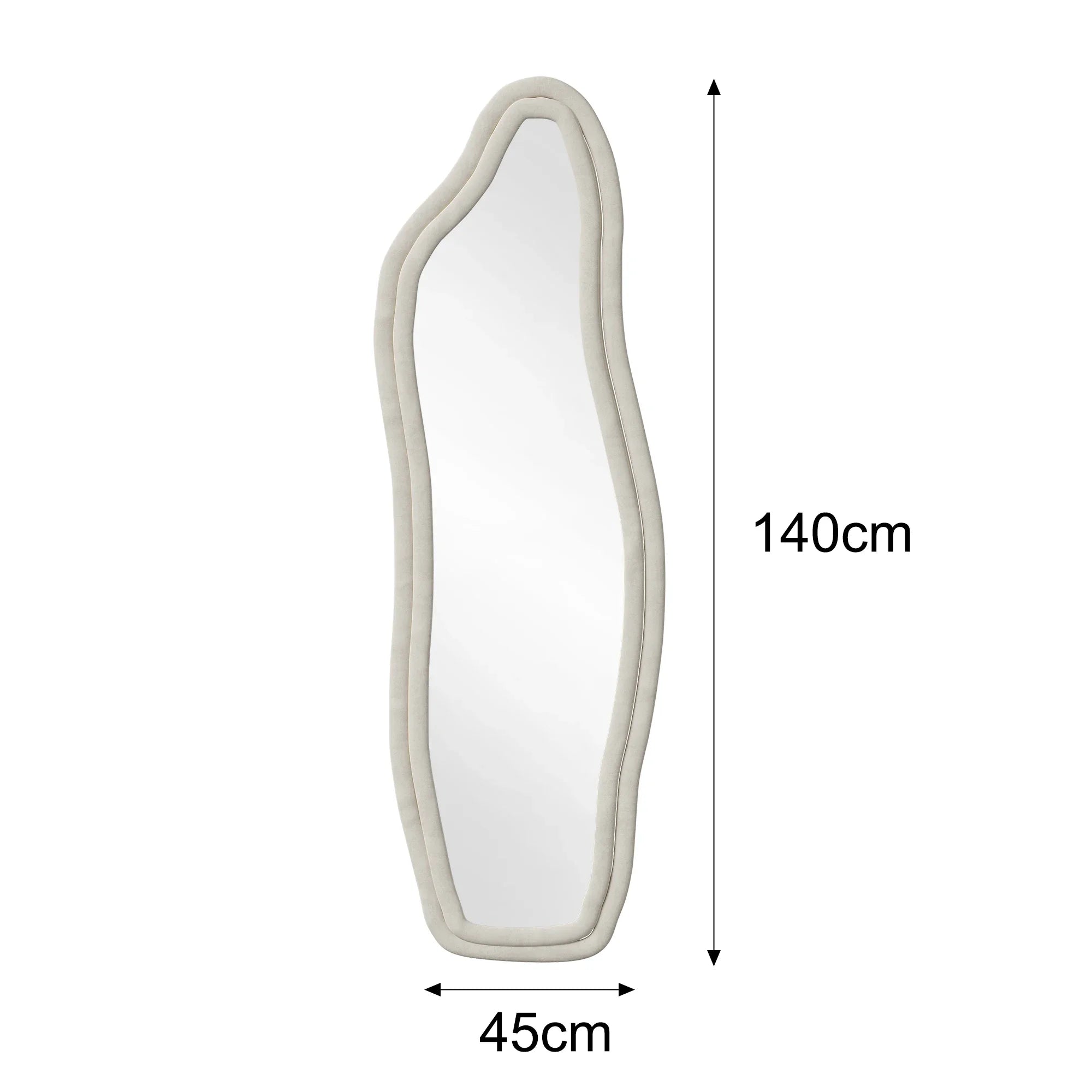 Miroir sur pied ondulé asymétrique flanelle