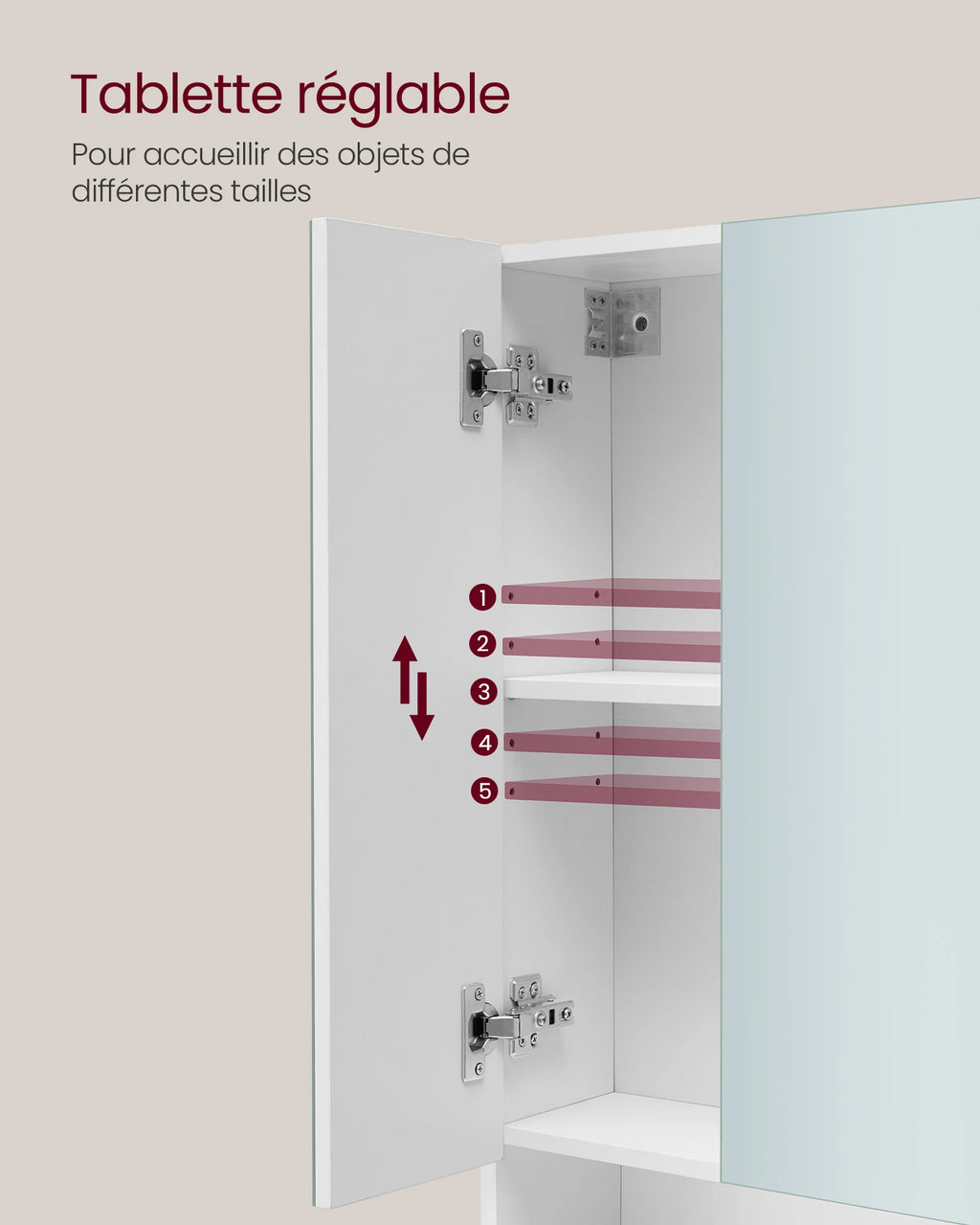 Armoire de toilette miroir VASAGLE