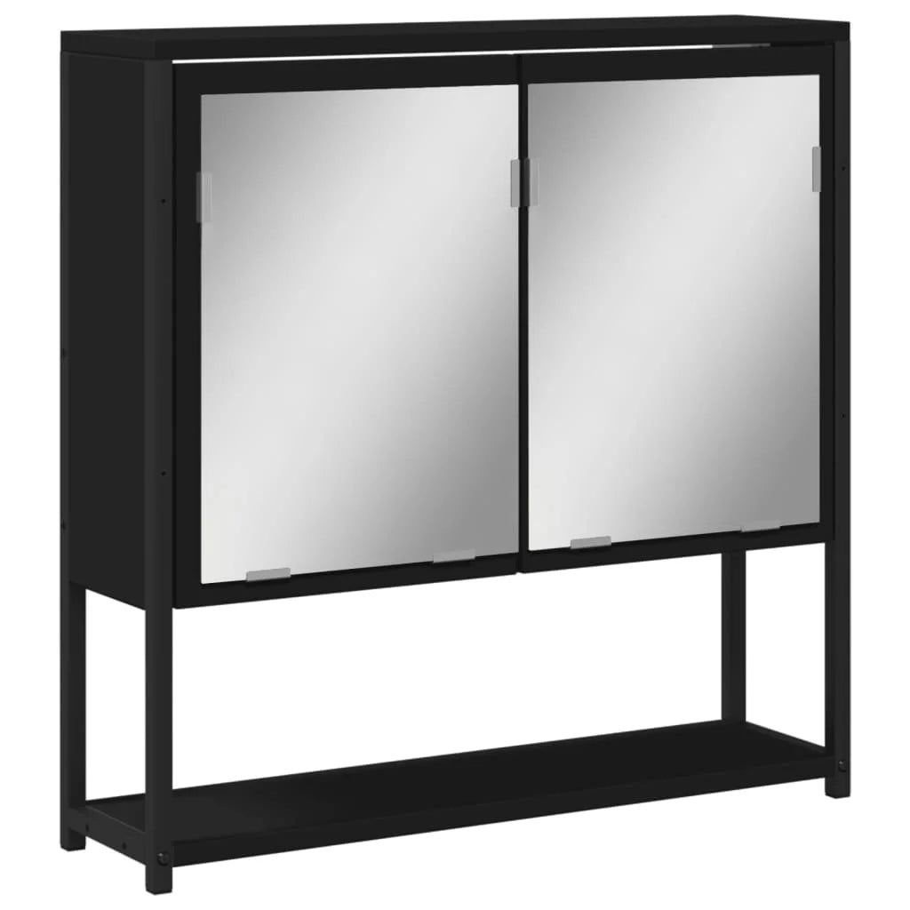 Armoire de toilette noire bois grand rangement