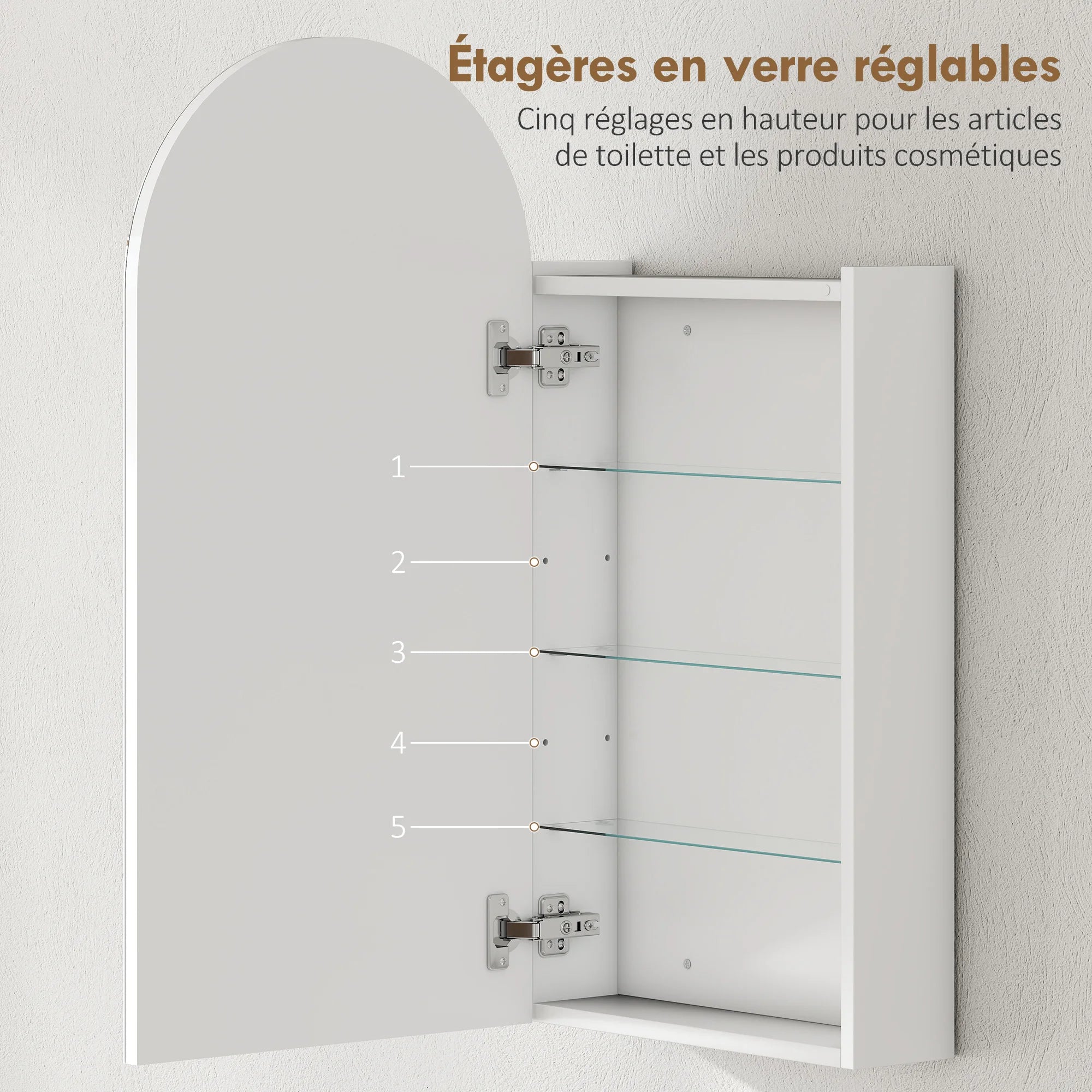 Armoire de toilette arche sans cadre blanche
