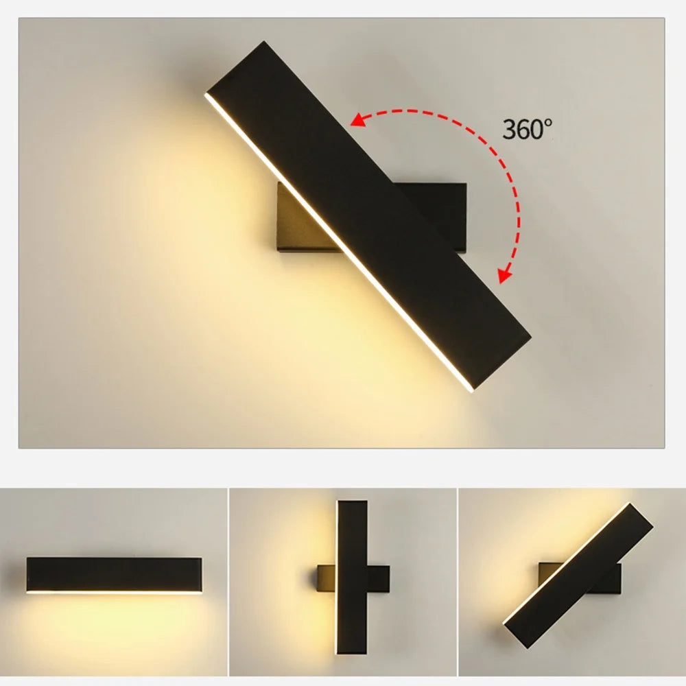 Applique murale LED noire ajustable
