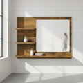 Miroir salle de bain tablette chêne fumé