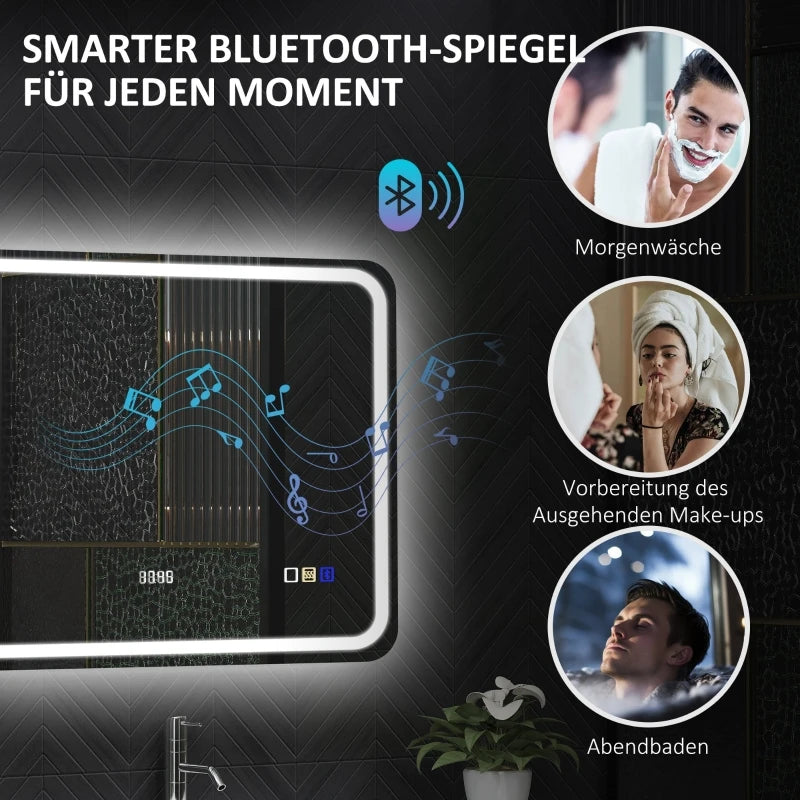 Miroir LED connecté Bluetooth horloge
