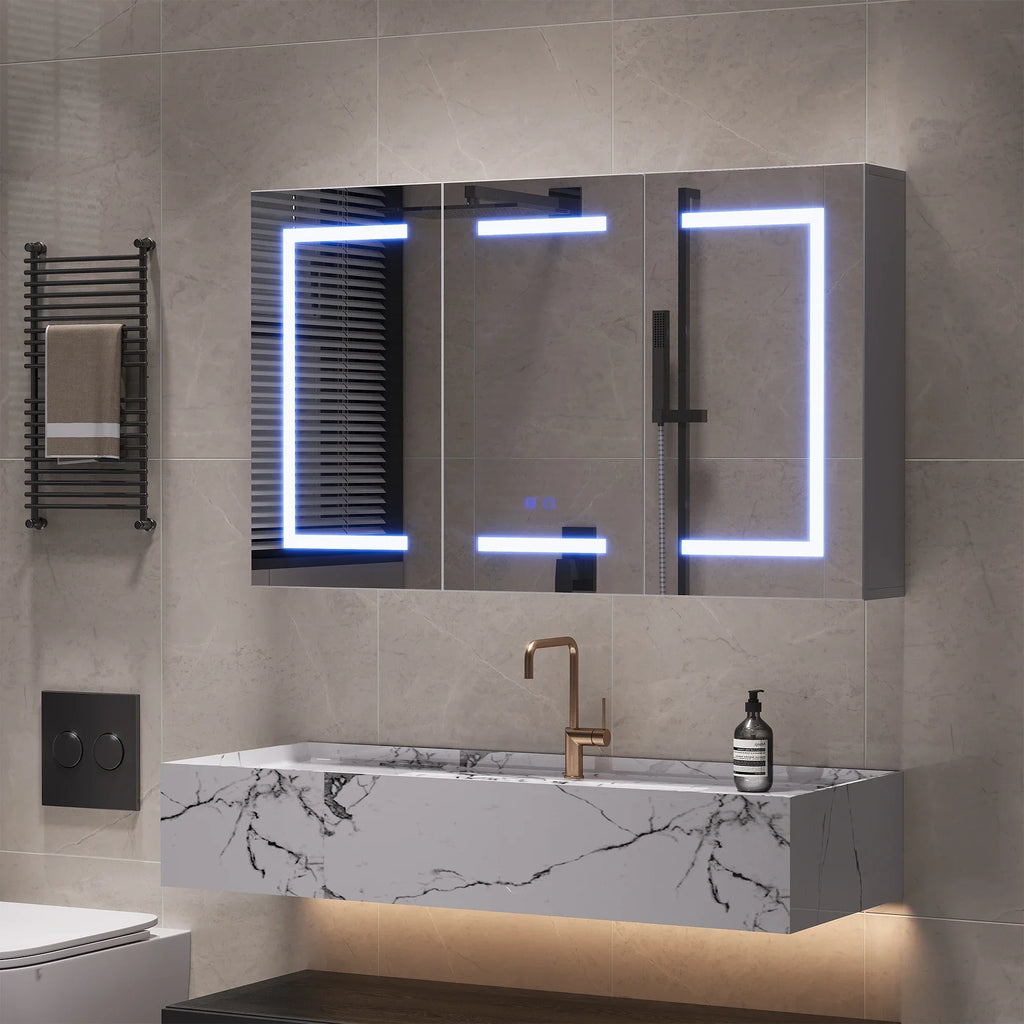 Armoire de toilette LED anti-buée blanche